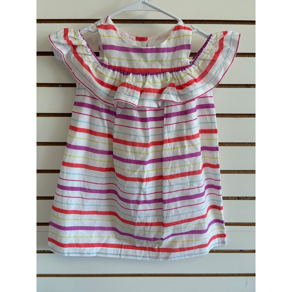 Janie and Jack Girls Cold Shoulder Ruffle Stripe Dress Multi Color Size‎ 5